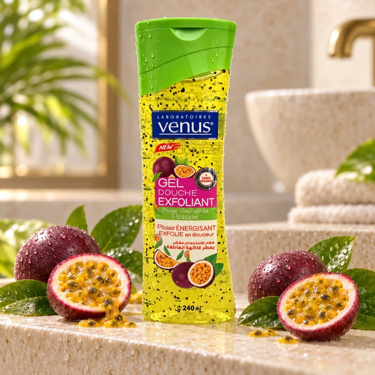 Gel de ducha Venus «Fruta de la pasión» en un envase decorativo