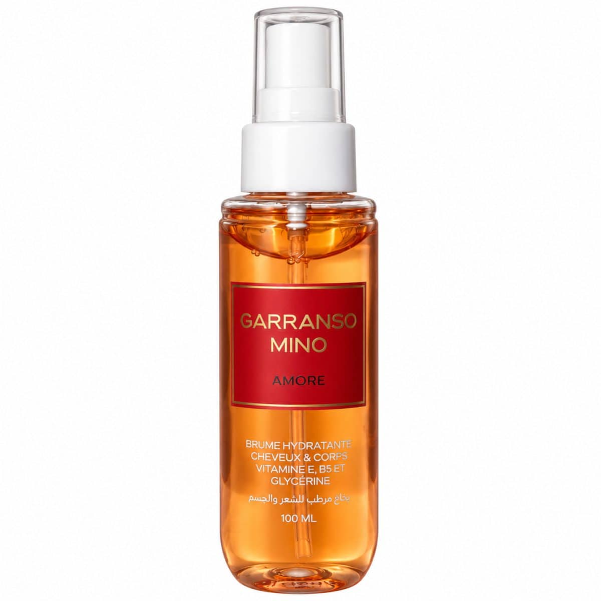 Brume Amore Garranso Mino de 100 ml, frasco con etiqueta roja sobre fondo blanco