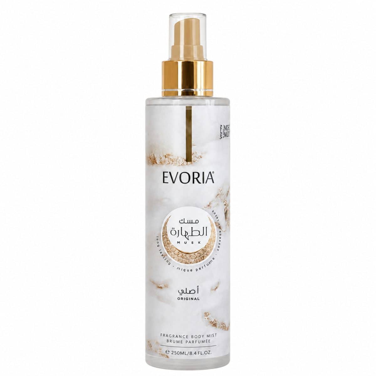 Bruma perfumada Musc Tahara Original de Evoria, 250 ml, sobre fondo blanco