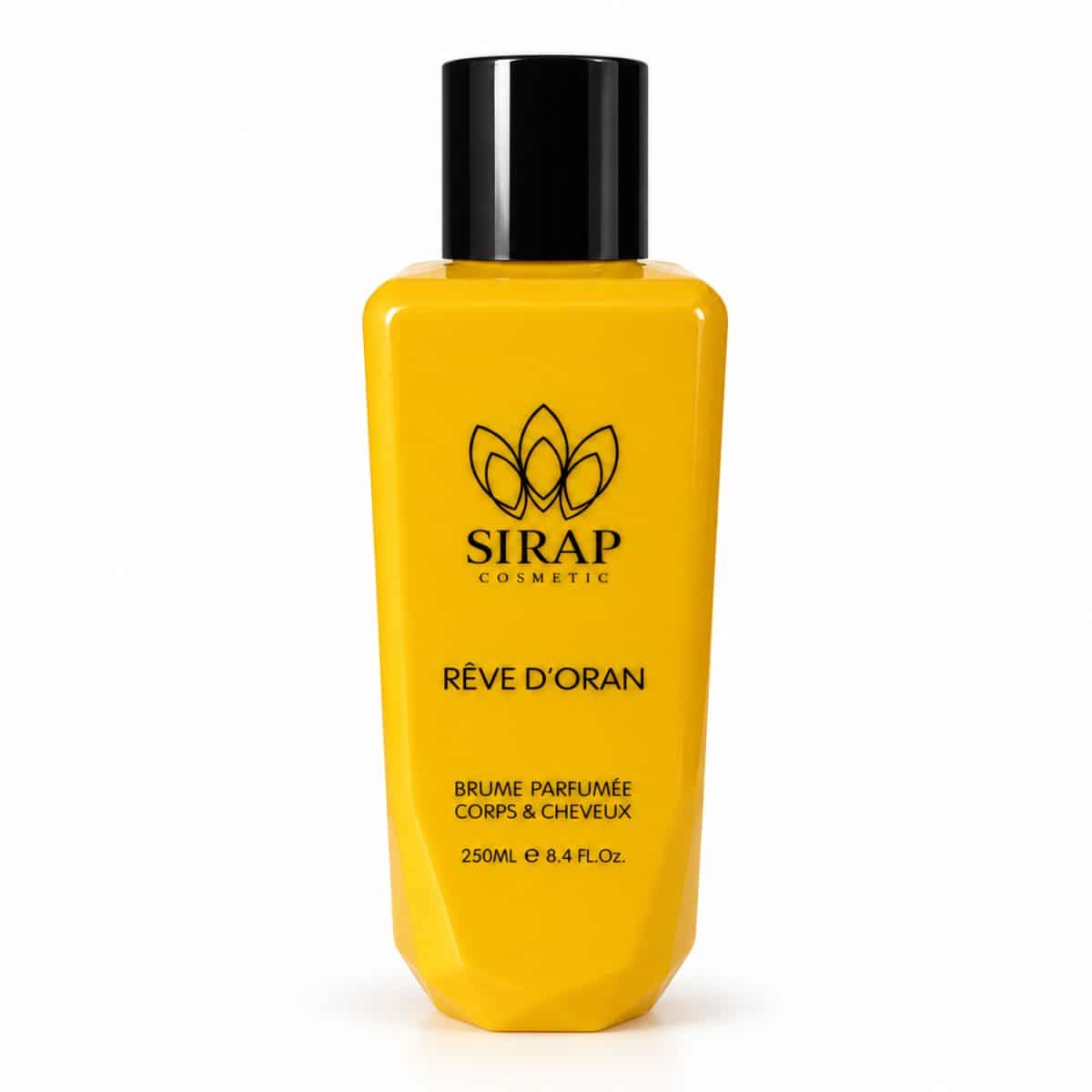 Brume algérienne Rêve d’Oran de Sirap Cosmetics, de 250 ml, frasco amarillo sobre fondo blanco