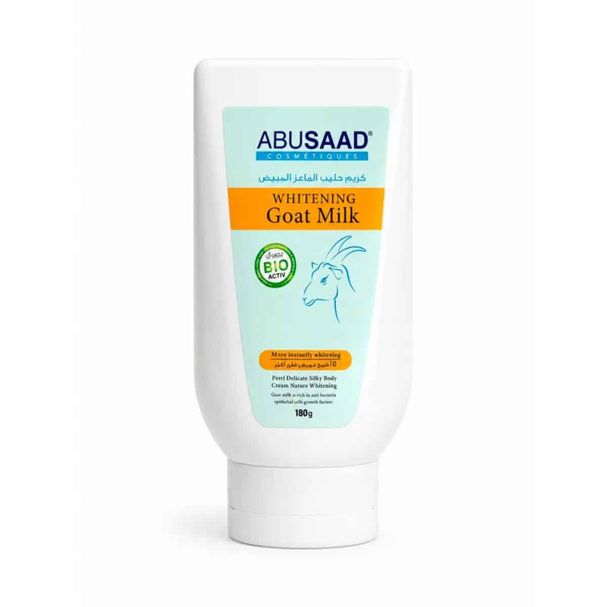 Crema corporal con leche de cabra Abu Saad – 180 g, sobre fondo blanco