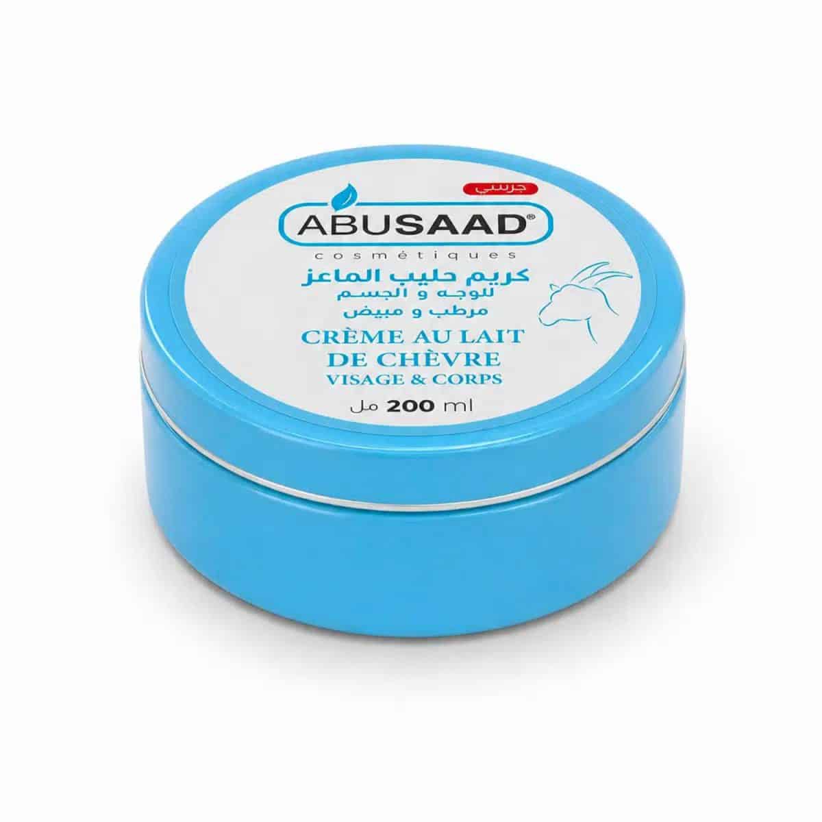 Crema facial y corporal de leche de cabra Abu Saad – 200 ml, sobre fondo blanco
