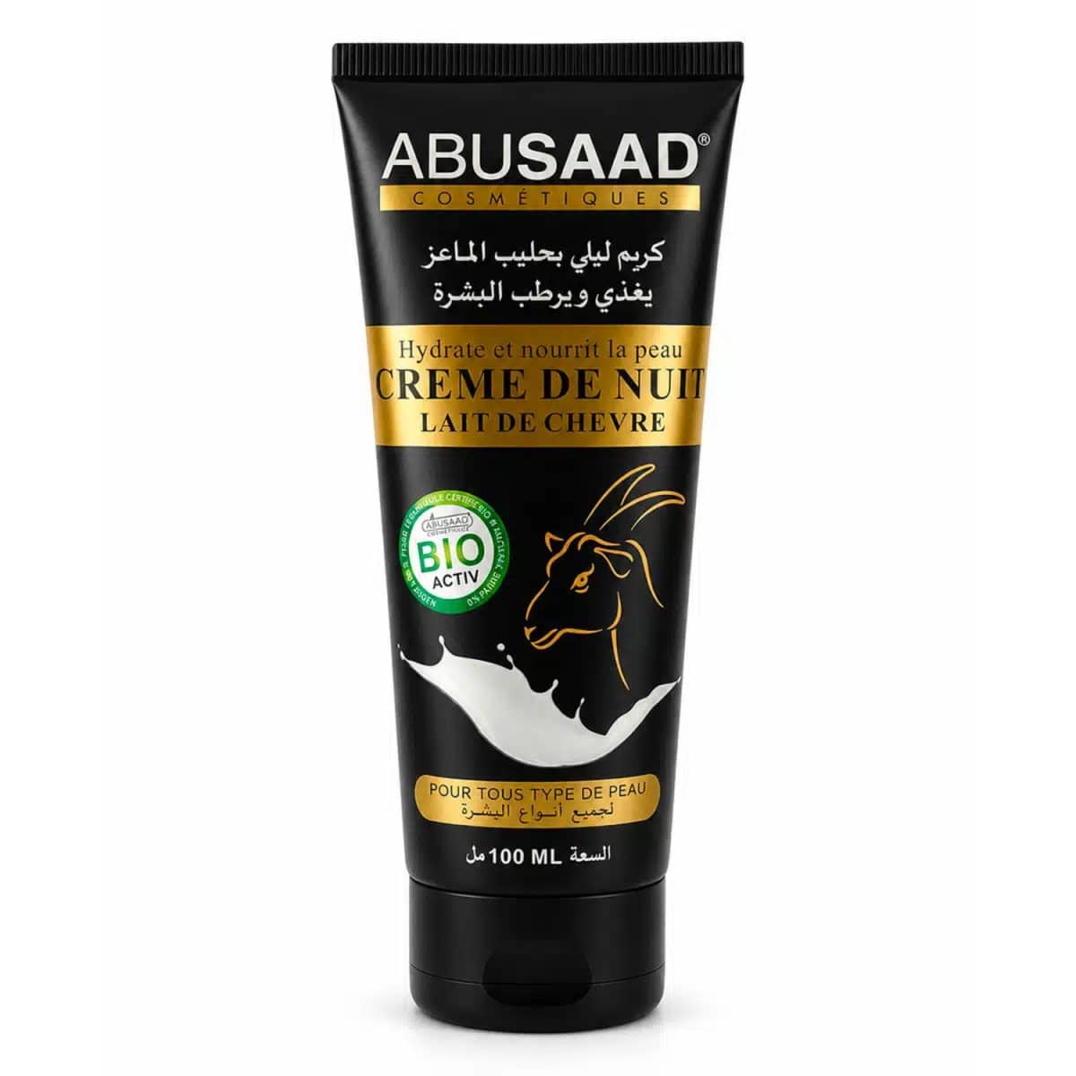 Crema de noche con leche de cabra Abu Saad – 100 ml, sobre fondo blanco