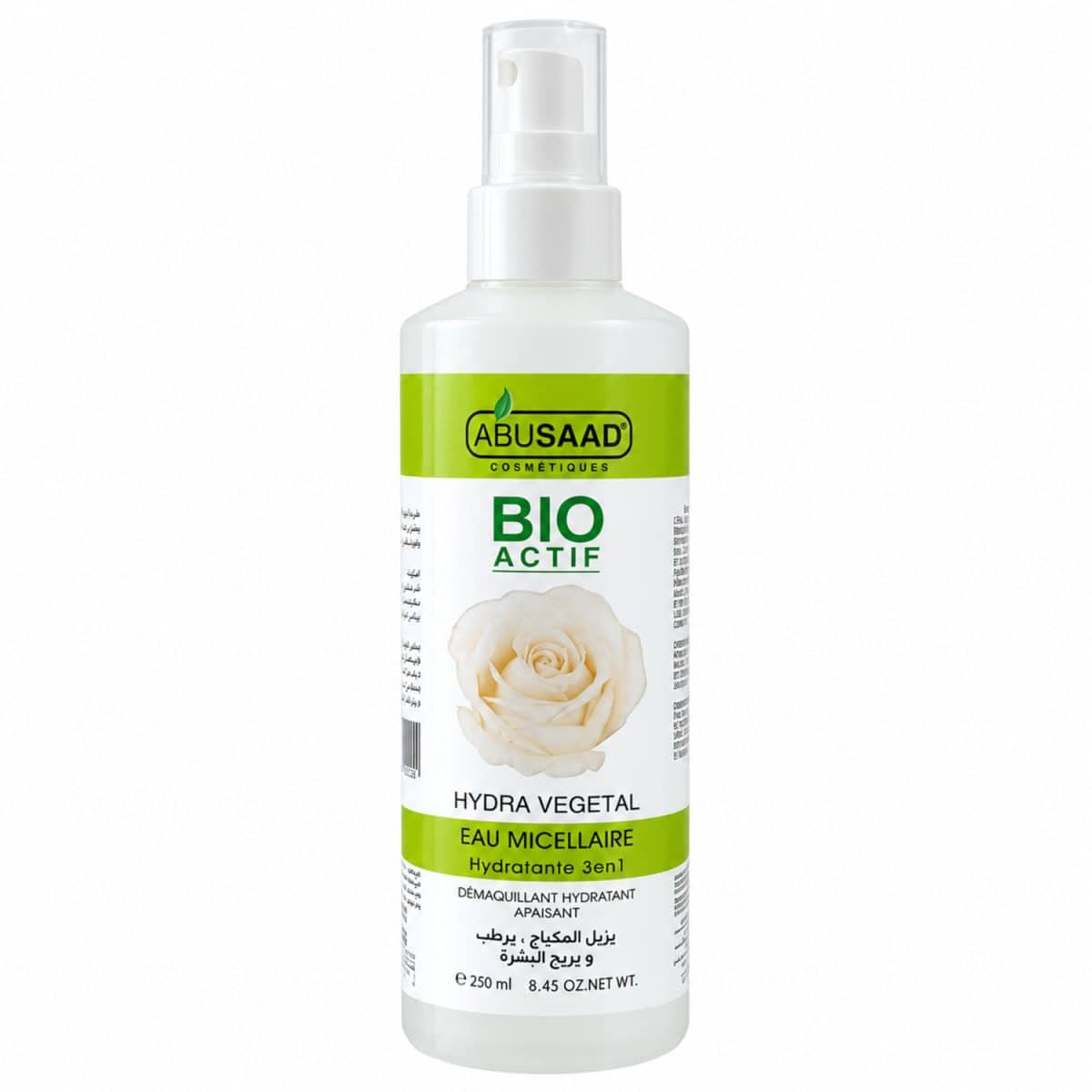 Agua micelar Abu Saad Hydra Végétal – 250 ml sobre fondo blanco