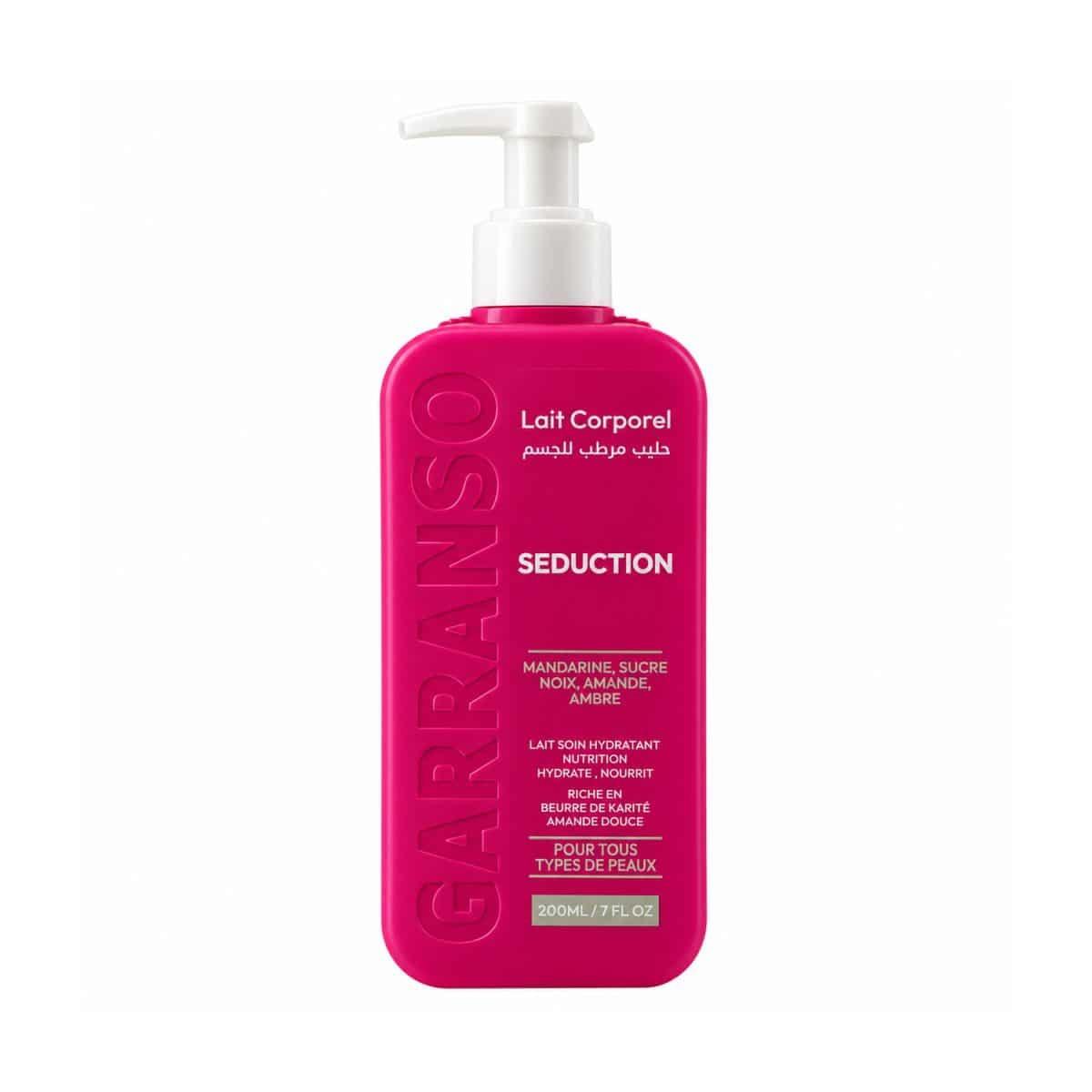 Leche corporal «Séduction» – Garranso – 200 ml, imagen del frasco sobre fondo blanco
